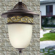 1-Head Rustic Elongated Dome Outdoor Wall Lamp In Black With Frosted Glass
