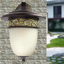 1-Head Rustic Elongated Dome Outdoor Wall Lamp In Black With Frosted Glass