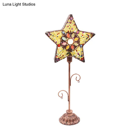 1-Light Acrylic Beaded Moroccan Night Light With Open Copper Top