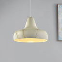 1-Light Aluminum Drop Pendant In White/Coffee/Wood - Hanging Light Fixture For Dining Room White
