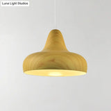 1-Light Aluminum Drop Pendant In White/Coffee/Wood - Hanging Light Fixture For Dining Room