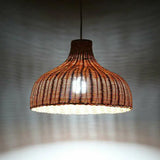 1-Light Bamboo Onion Shaped Hanging Lamp - Asian Style Pendant Fixture For Living Room Coffee / 14