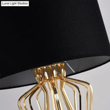 1-Light Black/White Task Table Lamp With Geometric Base For Bedroom