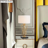1-Light Black/White Task Table Lamp With Geometric Base For Bedroom