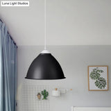 1-Light Industrial Dome Pendant Light In Frosted Green/Yellow For Dining Room - Aluminum Ceiling
