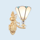 1-Light Mediterranean Wall Mounted Outdoor Lamp - Cut Glass White/Red/Pink Sconce White
