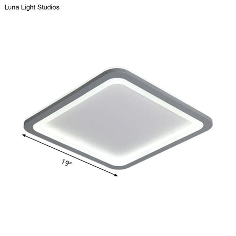 10’/14.5’/19’ Modern Style Grey Square Box Flush Light Acrylic Led Ceiling Lamp – Warm/White