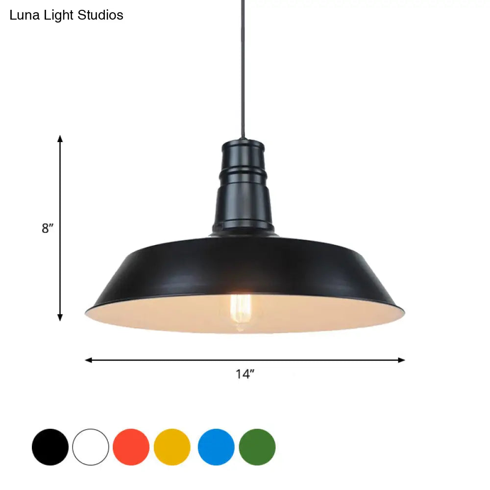 10’/14’ Vintage Barn Pendant Lamp In Black/White/Red - Ceiling Fixture For Dining Room