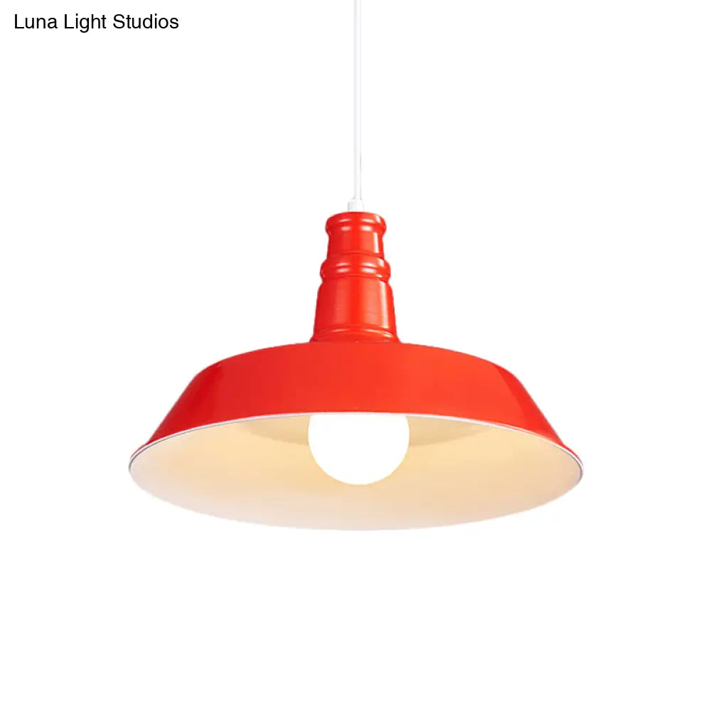 10’/14’ Vintage Barn Pendant Lamp In Black/White/Red - Ceiling Fixture For Dining Room