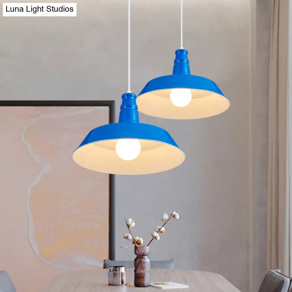 10’/14’ Vintage Barn Pendant Lamp In Black/White/Red - Ceiling Fixture For Dining Room