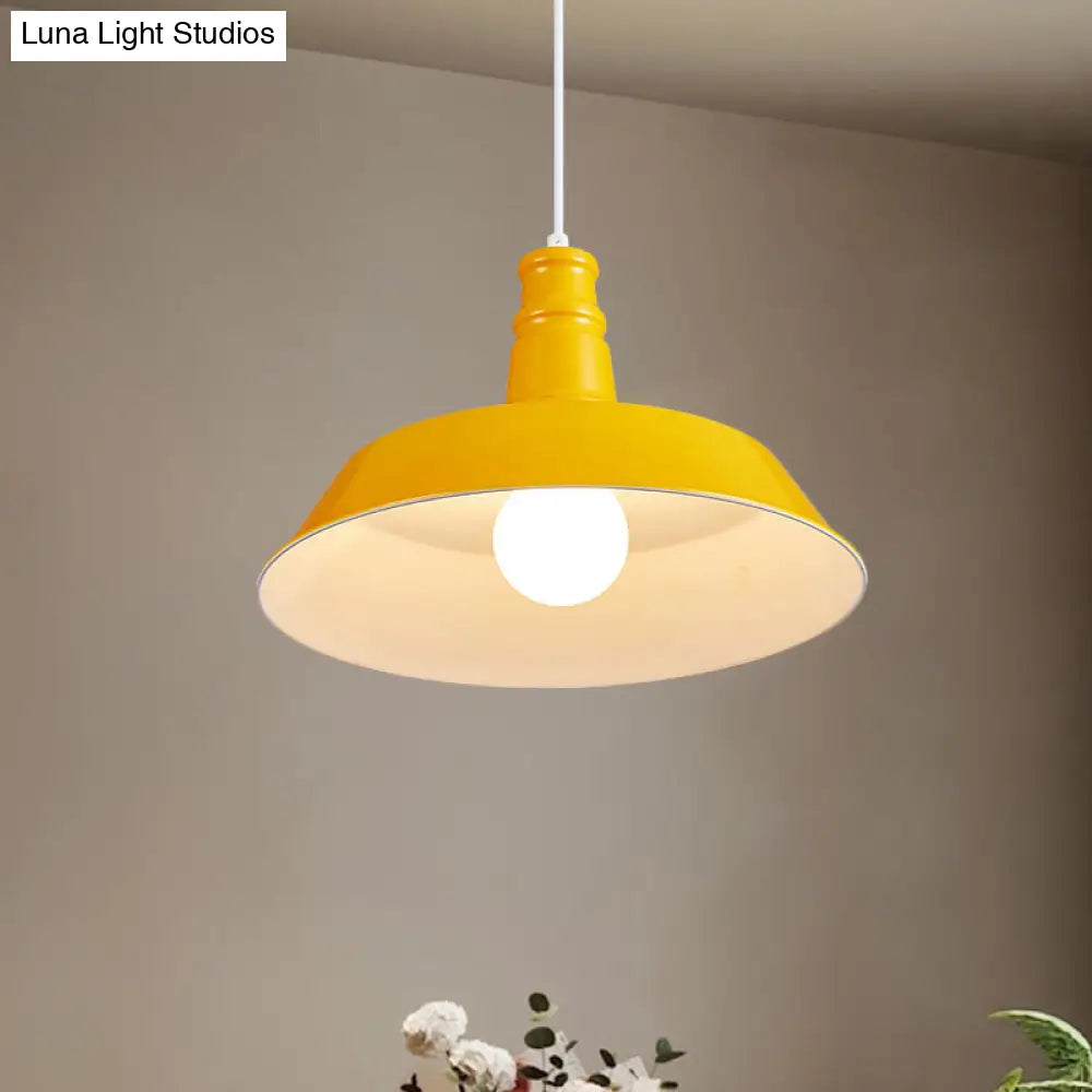 10’/14’ Vintage Barn Pendant Lamp In Black/White/Red - Ceiling Fixture For Dining Room
