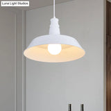 10’/14’ Vintage Barn Pendant Lamp In Black/White/Red - Ceiling Fixture For Dining Room