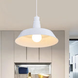 10’/14’ Vintage Barn Pendant Lamp In Black/White/Red - Ceiling Fixture For Dining Room White / 10’