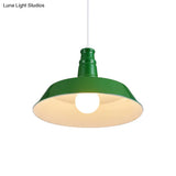 10’/14’ Vintage Barn Pendant Lamp In Black/White/Red - Ceiling Fixture For Dining Room