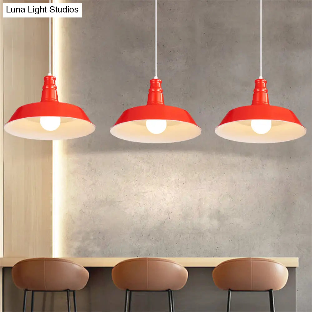 10’/14’ Vintage Barn Pendant Lamp In Black/White/Red - Ceiling Fixture For Dining Room