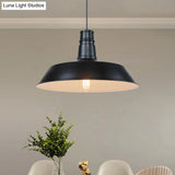 10’/14’ Vintage Barn Pendant Lamp In Black/White/Red - Ceiling Fixture For Dining Room