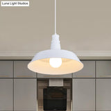 10’/14’ Vintage Barn Pendant Lamp In Black/White/Red - Ceiling Fixture For Dining Room