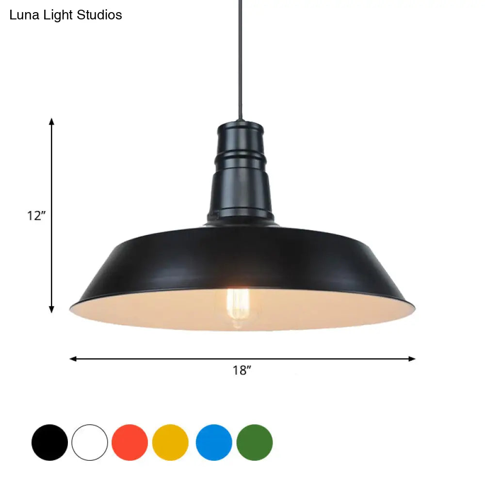 10’/14’ Vintage Barn Pendant Lamp In Black/White/Red - Ceiling Fixture For Dining Room