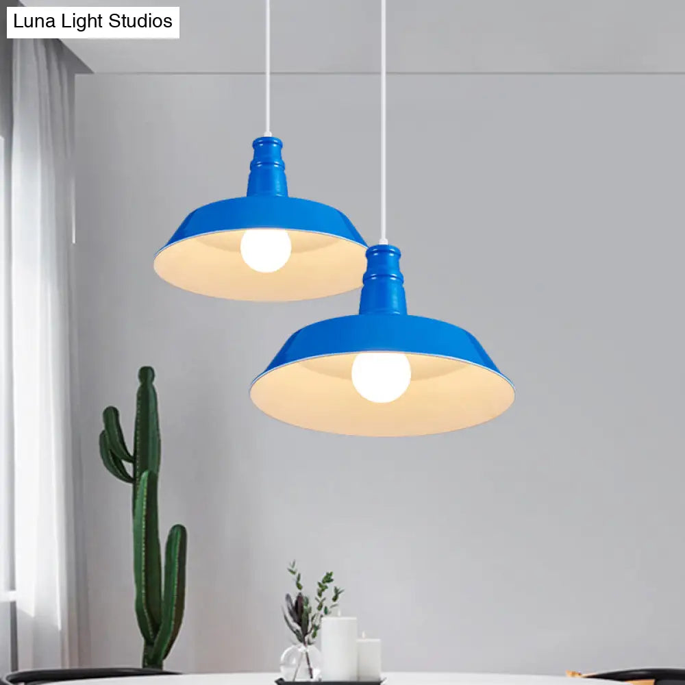 10’/14’ Vintage Barn Pendant Lamp In Black/White/Red - Ceiling Fixture For Dining Room