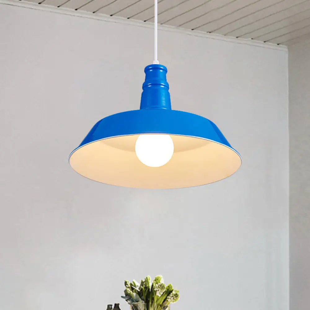 10’/14’ Vintage Barn Pendant Lamp In Black/White/Red - Ceiling Fixture For Dining Room Blue / 10’