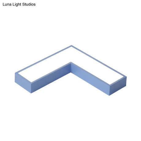 10/14 Wide Flush Mount Arrow Led Ceiling Light Fixture In Minimalist Acrylic Grey/Yellow/Blue Design