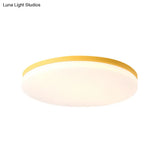 10’/15’/19’ W Macaron Metal Flush Ceiling Lamp In Green Pink White Or Yellow - Indoor Lighting