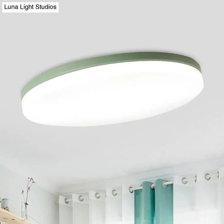 10’/15’/19’ W Macaron Metal Flush Ceiling Lamp In Green Pink White Or Yellow - Indoor Lighting