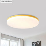 10’/15’/19’ W Macaron Metal Flush Ceiling Lamp In Green Pink White Or Yellow - Indoor Lighting