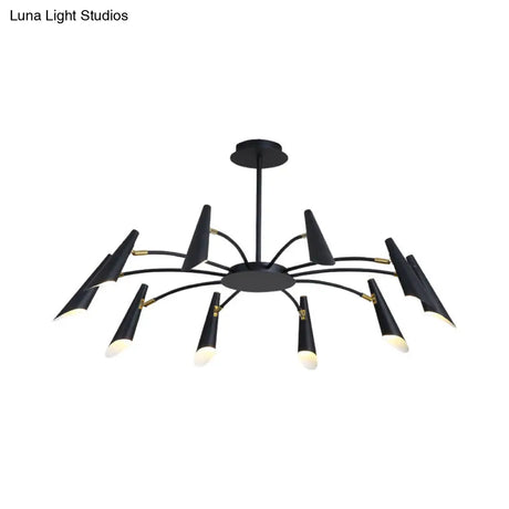 10-Head Metallic Chandelier Ceiling Lamp: Contemporary Black/White Light