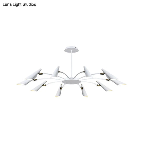 10-Head Metallic Chandelier Ceiling Lamp: Contemporary Black/White Light