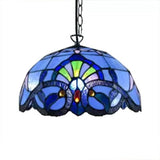 Victorian Style Adjustable 2-Light Hanging Lamp With Art Glass Shade - 16 W Living Room Décor