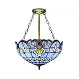 Victorian-Style Led Ceiling Light With Stained Glass Shade For Bedrooms Blue / 12