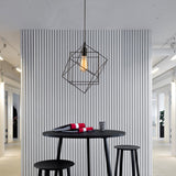 Industrial Black Metal Cubic Pendant Light For Dining Room