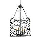 Industrial Black Hanging Lamp With Cage Shade & 4 Bulbs - Dining Room Light Fixture