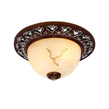 Retro Flush Mounted Light 2/3/4-Bulb Crackle Glass Ceiling Fixture In Coffee - Ideal For Balcony