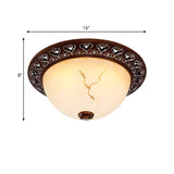 Retro Flush Mounted Light 2/3/4-Bulb Crackle Glass Ceiling Fixture In Coffee - Ideal For Balcony