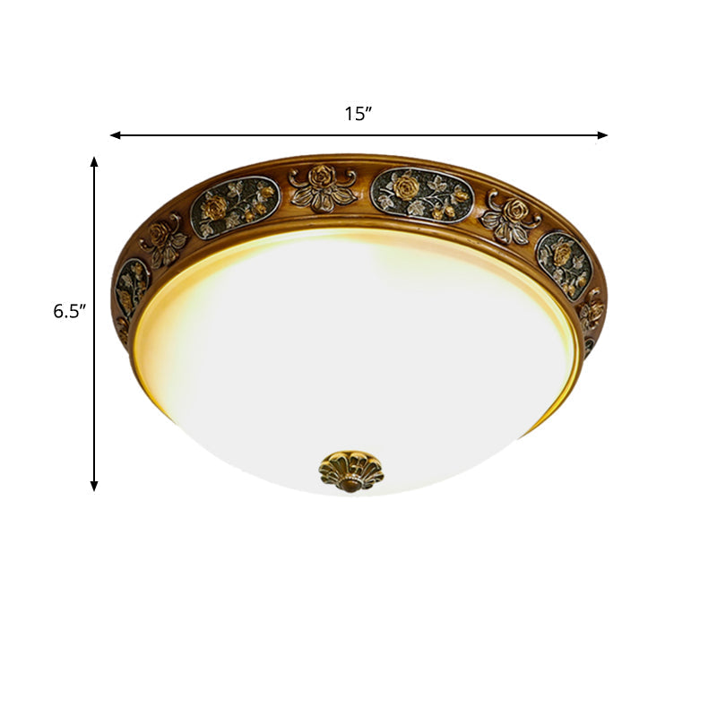 Traditional Wood Resin 3-Head Flush Mount Ceiling Light For Hallway - 12/15/19 Wide