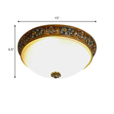 Traditional Wood Resin 3-Head Flush Mount Ceiling Light For Hallway - 12/15/19 Wide