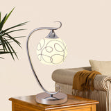 Classic White Glass Orb Study Room Reading Lamp - Chrome Nightstand Light With 1 Bulb