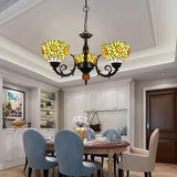 Multicolor Art Glass Chandeliers: Tiffany Style 6-Lights Pendant Lamp For Dining Room 3 / Yellow