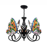 Tiffany Butterfly Pendant Chandelier For Dining Room - Stained Glass Lighting Fixture