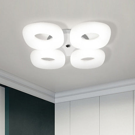 Modern White Flush Ceiling Light Set - 3/4 Head Led Fixture For Living Room & Bedroom