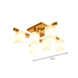 Contemporary Cube Led Ceiling Light In White For Living Room - 4/6/8 Lights Milk Glass Finish