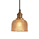 Ridged Glass Pendant Light For Balcony And Kitchen Traditional Cup Shape 1 Hanging Lamp