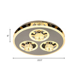 Nickel Circle Crystal Flushmount Led Ceiling Light For Nordic Bedroom