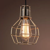 Globe Pendant Light With Industrial Brass Finish - 1 Bulb Kitchen Hanging Lamp Incl. Wire Frame