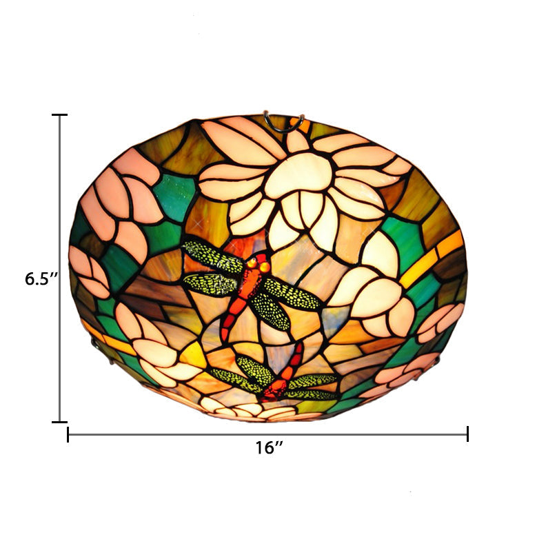 Tiffany Dragonfly Ceiling Light With Stained Glass Shade - Perfect For Living Room!