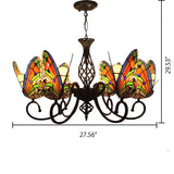Tiffany Butterfly Pendant Chandelier For Dining Room - Stained Glass Lighting Fixture