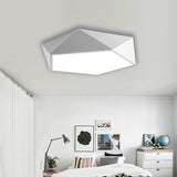Geometric Metal Flush Mount Lighting With Led - White/Black 16.5/20.5/24.5 Wide
