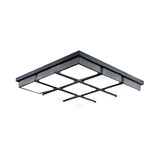 Modern Flush Mount Light With Acrylic Panels - Black/White 6/9 Lights Warm/White Living Room Ceiling